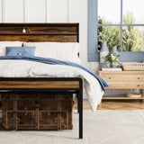 ZNTS Queen Size Bed Frame, Storage Headboard with LED light, Charging Station, Solid and Stable, Noise W1903P151337