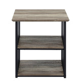 Antique Oak and Black 3-Shelf Nightstand B062P209017