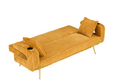 The straight-row white corduroy sofa with throw pillows, featuring a minimalist style, is suitable W1658P251985