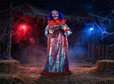 5.6FT Halloween Animatronic Clown, Sound & Button Activated, Animated Moving Clown with Flashing Red 22346544