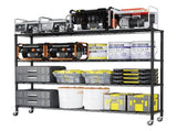 4-Tier, Adjustable Tier Spacing, Wheeled Display Stand, Iron, 150*45*169cm, Powder-Coated Black 70495433