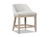 Newport 26.5" Coastal Curved Back Upholstered Counter Stool, Two-Tone Neutral Gray Polyester Wool B2719P238399
