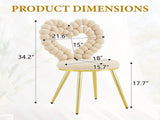 Set of 2 Unique Heart Bubble Tufted Accent Chair, Plush Velvet Chair with Shiny Gold Metal Frame, W3875P446139