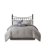 7 Piece Printed Seersucker Comforter Set Grey King B03597115
