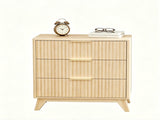 3-Drawer Cabinet with Slatted Fronts 31.5"*15.6"*29.72" Chest of Drawers Nightstand Oak 07218258