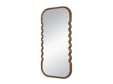 31.4x1.4x74" Oversized Wooden Floor Mirror with Unique Brown Frame W2078P618608