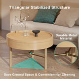 ZNTS Modern Round Wood Rotating Tray Coffee Table with Storage & Metal Legs in Natural N735P185132N