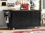 54.5" Farmhouse Kitchen Island with Power Outlet, Kitchen Storage Island with Internal Storage Rack, 86328888