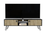 Toka Hairpin Legs TV Rack with Media Center and 2-Door, Black/Macadamia B097P167455