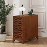End Table with 3 Drawers, Corner Table with 2 Open Shelves, Tall Side Table for Bedroom and Corner, W2593P289146