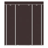 ZNTS 69" Portable Clothes Closet Non-Woven Fabric Wardrobe Double Rod Storage Organizer Dark Brown 72079783