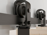 60" Bi-Folding Sliding Barn Door Hardware Kit for 2 Doors,Smoothly&Quietly,Black Track J Shape 80281115
