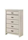 1pc Rustic Contemporary Chest Beige White Finish Five Storage Drawers Wooden Bedroom Furniture B011P230843