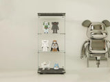 One Door Glass Cabinet Glass Display Cabinet with 3 Shelves, Black 97366684