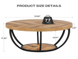 Round Coffee, 31.7" Circle Coffee for Living Room, Modern 2-Tier Wood Accent Center B082P356379