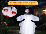 49" Halloween Animatronic Doll Girl Prop, Sound & Button Activated with Glowing Red Eyes, Shakeable 22848715
