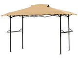 5x8FT Grill Gazebo, Khaki Polyester Canopy with Air Vent, Black Powder Coated Folding Awning Frame, 03527411