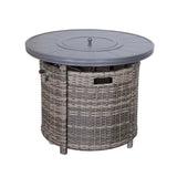 25" H x 32" W Aluminum Outdoor Fire Pit Table with Lid B120142403