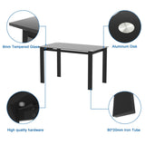 Modern tempered glass black dining, simple rectangular metal legs living room kitchen 98335290