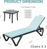 ZNTS Outdoor Lounge Chair, Aluminum Plastic Patio Chaise Lounge with Side Table & 5 Position Adjustable W1859P225543