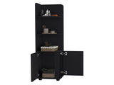 Malibu 62" Tall Double Door Corner Linen Cabinet with Four Shelves B070P210744