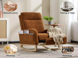Modern Accent Rocking Chair Rocking Chair with Solid Wood Legs, Upholstered Nursery Glider Rocker, 77610753