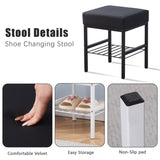 Velvet Vanity Footstool Ottoman 13" x 13" x 16", Soft Padded Seat with Furry Velvet Cover, Modern 41725909