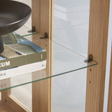 Curio Cabinet Lighted Glass Cabinet Glass Wine Cabinet Curio Display Cabinet with Adjustable Glass W2275P199814