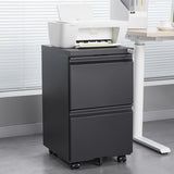 2 Drawer File Cabinet with Lock, Metal Under Desk Rolling Filing Cabinet fits Letter/Legal/A4 Size W1247125571