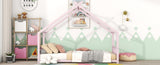 Twin Size Metal House Bed, Pink MF305886AAH