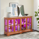LED Curio Display Cabinet Antique Display Cabinet with Glass Doors Adjustable Shelves for W2275P292661