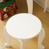 Kids Vanity Table and Chair Set, 2-in-1 Girls Vanity with Tri-Folding Mirror & 3-Color LED Lights, 1 82572656