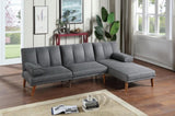 Blue Grey Polyfiber 1pc Adjustable Chaise Bed Living Room Solid wood Legs Plush Couch HS00F8516-ID-AHD