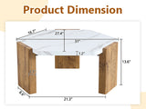 31-inch white marble-textured pentagonal coffee table - wooden triangular base, with a load-bearing W2920P294340