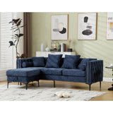 L Shaped Sectional Sofa , Convertible Storage Ottoman,Chenille ,Square W2108P191312