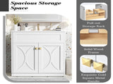 30'' Bathroom Vanity with Ceramic Sink Combo, Modern Freestanding Storage Cabinet with Gold Handles, N710P194898K