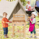 Wooden Barbecue Grill Playset with Play Food Grilling Tools 78162241