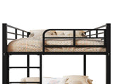 Black Twin Bunk Bed Square Tube High Guardrail Side Ladder Opening Iron Bed 85462110