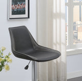 Dining Kitchen Adjustable Bar stool Chair Ebony Color Wax Polyurethane Leather Chrome Base Modern B011P151354