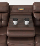 Genuine Leather Non-Power Reclining Sofa with Drop Down Table,Stainless Steel Cupholders and W1896115276
