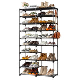 ZNTS FCH double row 10 layers non-woven shoe rack iron pipe + PP pad + plastic 85.7*29.8*158cm black 17125702