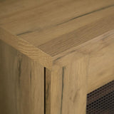 Golden Oak and Black Mesh Door Accent Cabinet B062P145428