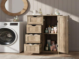 Washed gray MDF with melamine veneer, 56*30*80cm, 4 drawers, 1 door, bathroom vanity 66692170