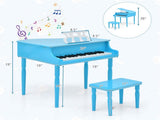Blue Kids Piano 30-Key Wood Toy Kids Grand Piano with Bench and Music Rack 53536919