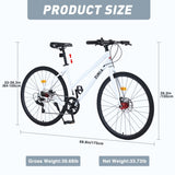 7 Speed Hybrid bike Disc Brake 700C Road Bike For men women's City Bicycle W1019P154032