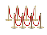 8 PCS gold stanchions and red velvet ropes,6 Red Velvet Ropes and Posts, Crowd Control Barriers 63360794