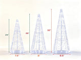 3 Pack Pre-Lit Christmas Cone Tree Set with 90 Warm White LED Lights & Star Beaded Strings, 24141947