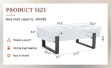 47.2"x23.6" Black and White Minimalist MDF Marble-Patterned Coffee Table.White marble pattern W1151P205767