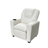 ZNTS Marisa 22" White PU Leather Kids Recliner Chair with Cupholder B061110699