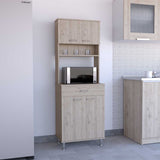 Della 60 Kitchen Pantry with Countertop, Closed & Open Storage -Light Gray B07091841